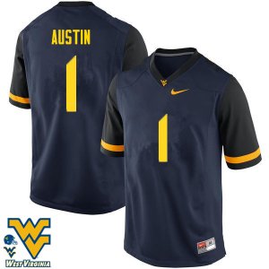 Men's West Virginia Mountaineers NCAA #1 Tavon Austin Navy Authentic Nike Stitched College Football Jersey DL15Q88HG